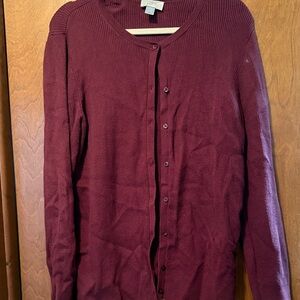 Burgundy Button-Up Cardigan Loft Outlet